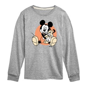 Boys' - Disney - Mickey Mouse Hugs His Puppy Long Sleeve Graphic T-Shirt - 1 of 4