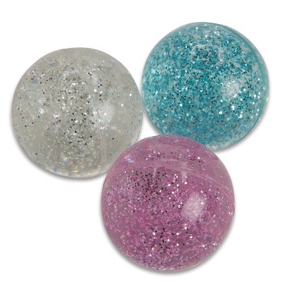 S&S Worldwide Assorted Glitter High Bounce Balls Pk12