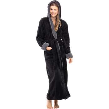 ADR Women's Plush Lounge Robe with Hood, Full Length Hooded Bathrobe