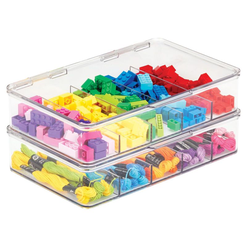 mDesign Plastic Playroom/Gaming Storage Organizer Box, Hinge Lid, 1 of 9