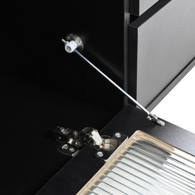 UPHA 94-inch Modern TV Stand with Fluted Glass Door and LED Light