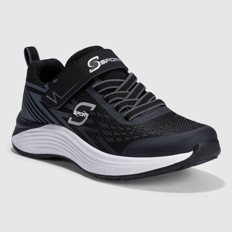 S Sport By Skechers Kids' Spencer Sneakers - Black 13: Hook & Loop, Cushioned Insole, Machine Washable