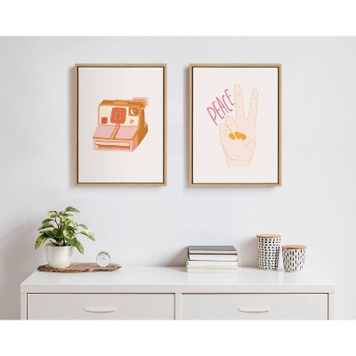 18" x 24" Sylvie Peace by Alicia Schultz Framed Wall Canvas Natural: Modern Decor, Vertical Layout - Kate & Laurel All Things Decor