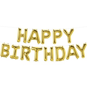 LOONBALLOON 30 x 82 Inch Air-Fill Balloon Kit HAPPY BIRTHDAY Gold – Elegant Party Decoration - 1 of 1