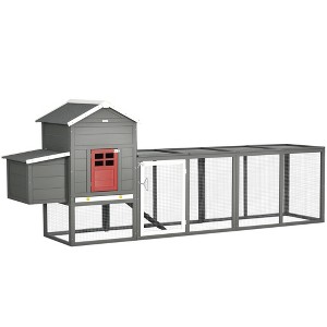 118" Extra Large Chicken Coop with Asphalt Roofen Hen Run with Slide-Out Tray and Nesting Box, Chicken Hutch for 3-6 Chickens - 1 of 4