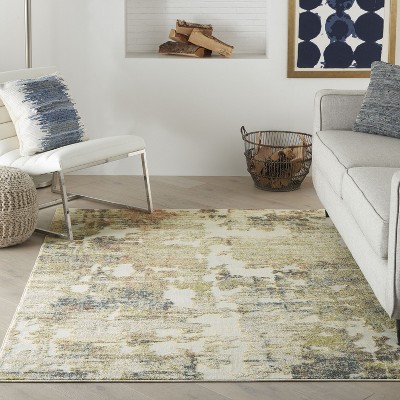Ivory Abstract 6' x 9' Synthetic Area Rug