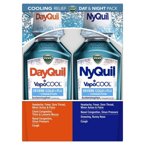 Vicks Dayquil Nyquil Severe With Vapocool Cold Flu Relief Liquid Acetaminophen 24 Fl Oz Target