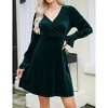 Women's Velvet Long Sleeve Dress with Ruffle Sleeve Drawstring Waist Stretch Slip Dress - 2 of 4