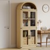 Arched Bookshelf with Doors and Drawers, 71.4" Tall Farmhouse Bookcase, 15.8" Deep Wooden Display Cabinet with Storage Shelves - 4 of 4