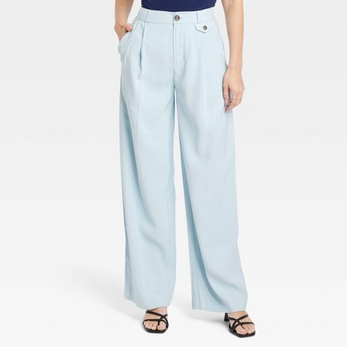 Women's High-rise Relaxed Fit Full Length Baggy Wide Leg Trousers - A New  Day™ Blue 14 : Target