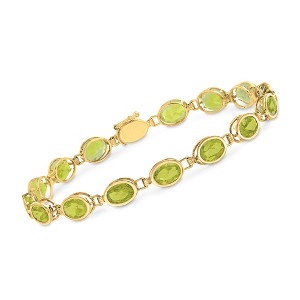 Ross-Simons 12.00 ct. t.w. Oval Bezel-Set Peridot Bracelet in 14kt Yellow Gold - 1 of 3