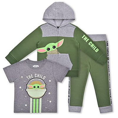 Star Wars Boy's Baby Yoda 3 Piece Graphic Printed Coordinates, T-shirt ...