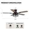 Siljoy 52 Inch Farmhouse Flush Mount Ceiling Fan with Lights and Dual Blades (Remote Included 5 Blades)for Patio Bedroom and Living room - 2 of 4