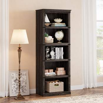 Whizmax 5 Tier Bookcase, Farmhouse Book Shelf with Storage Open Display Bookshelves for Home Office, Living Room, Bed Room