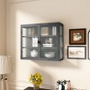 Wall Storage Cabinet, Metal Storage Cabinet With 3-Tier Storage, Detachable Shelves, Double Glass Door Cabinet - 2 of 4