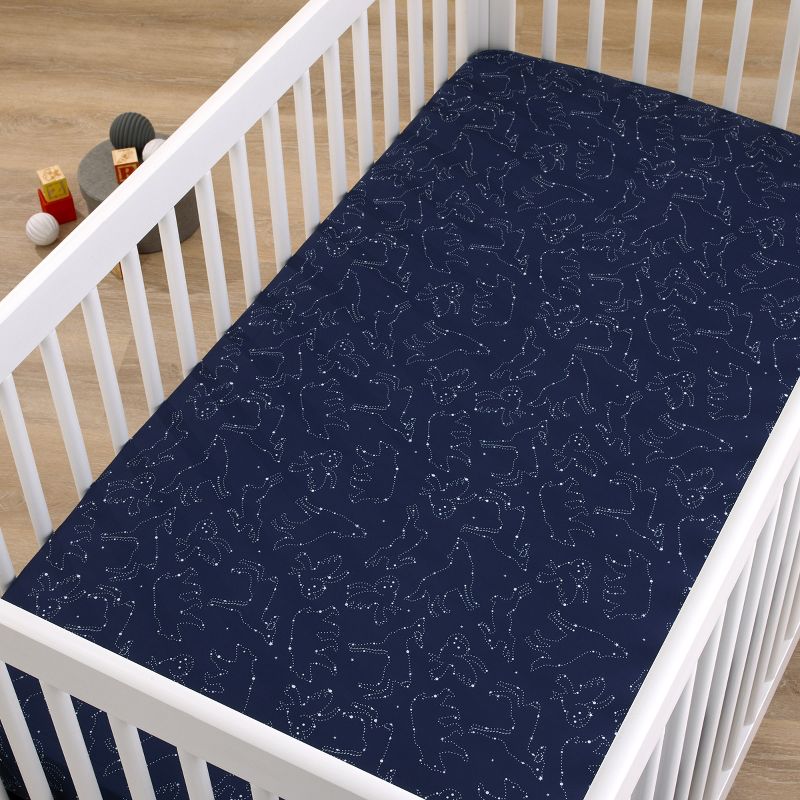 NoJo Super Soft Navy and White Cosmic Constellations Nursery Crib Fitted Sheet, 3 of 6