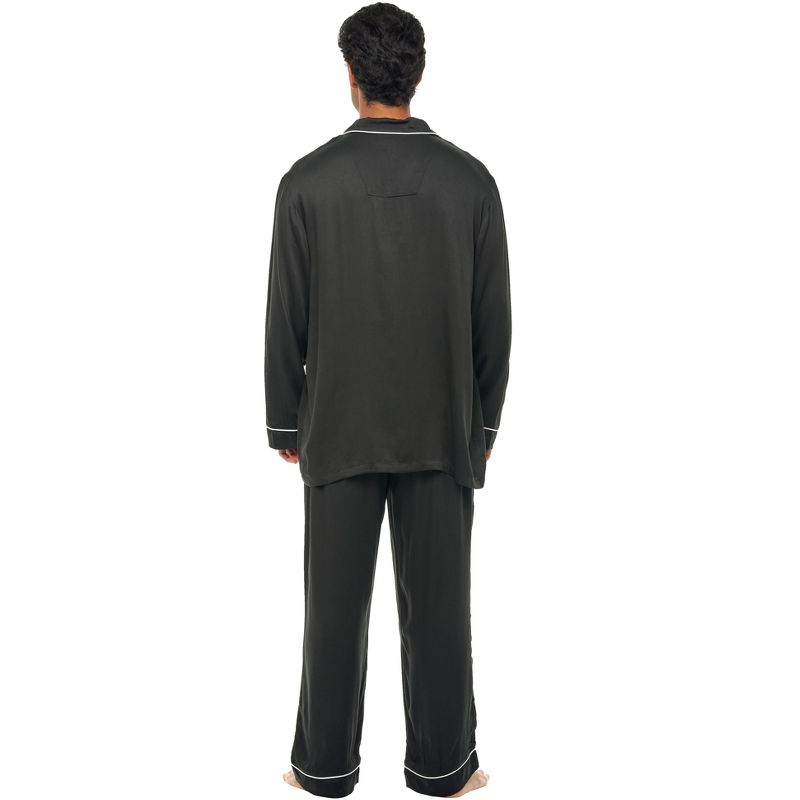 Lightweight Long Sleeve Pajamas Lounge Set, Button Up Shirt, Pants with Pockets, PJs for Men, 2 of 4