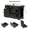 Kitchen Island with Drop Leaf and Power Outlet, Rolling Cart with 6 Drawers and Pull-Out Trash Cabinet, MDF Frame Kitchen Island-Coolbibila - 4 of 4