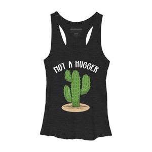 Women's Design By Humans Not A Hugger Tshirt Botanical Cactus Tee Introvert Succulent By Luckyst Racerback Tank Top - 1 of 2