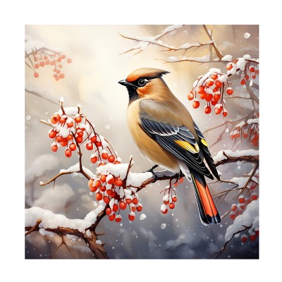 Cedar Waxwing, framed giclée print of shops watercolor painting