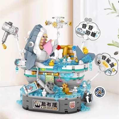 Hachikiko Shark Bathing Building Set - 769 PCS Mini Blocks, DIY 3D Shark Model Toy for Kids & Adults 3+
