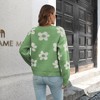 Coolmee Women's Floral Pattern Sweaters Casaul Crewneck Long Sleeve Drop Shoulder Sweaters Pullover Tops - 4 of 4