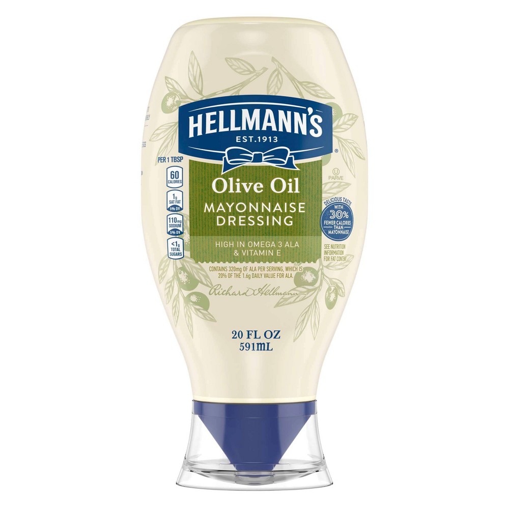 UPC 048001353855 product image for Hellmann's Mayonnaise Dressing with Olive Oil Squeeze - 20 fl oz | upcitemdb.com