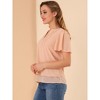 INSPIRE CHIC Women's Y Neck Short Sleeve Solid Chiffon Blouses - 4 of 4