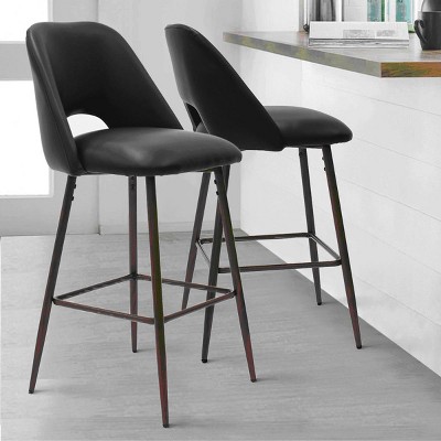 26 inches Edwin Upholstered Counter Height Stool (Set of 2, Set of 3) with Walnut Leg for Kitchen Island, Dining Space - The Pop Home