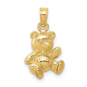 Black Bow Jewelry 14k Yellow Gold 2D Teddy Bear Pendant - 1 of 4
