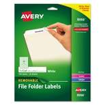 Avery Removable 1/3-Cut File Folder Labels Inkjet/Laser .66 x 3.44 White 750/PK 8066