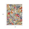 Ivory And Blue Floral Stain Resistant Indoor Outdoor Area Rug - 3 of 4