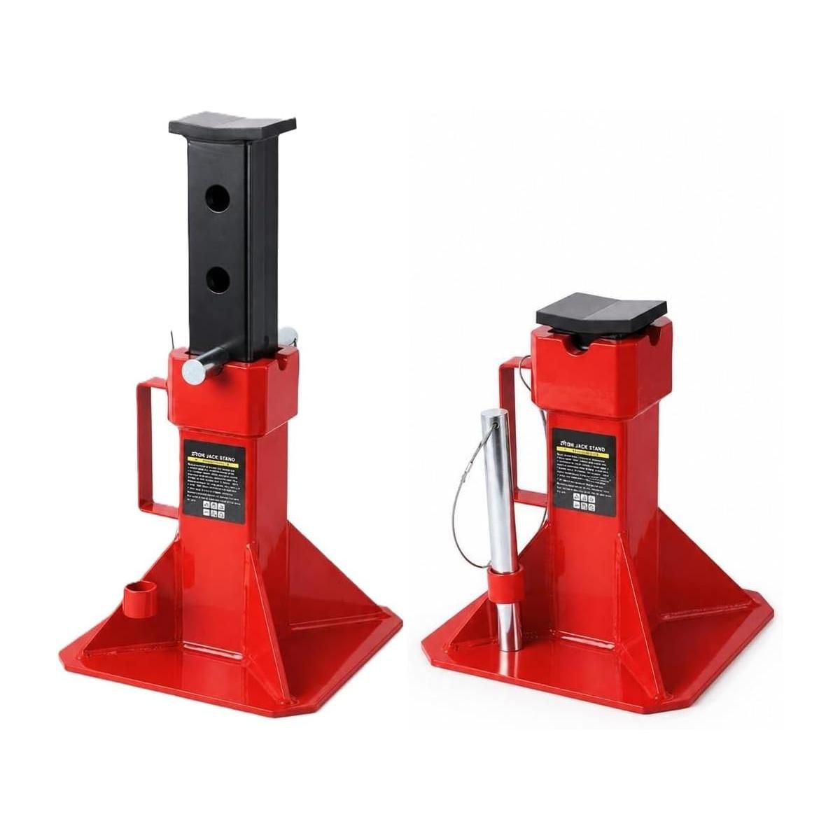 22 Ton Pin Type Jack Stands with Lock & Wheels, 1 Pair Heavy Duty Safety Support Stand with Wide Base, Adjustable 13.8"-19.7" for Heavy Truck Trailer - thumbnail 9