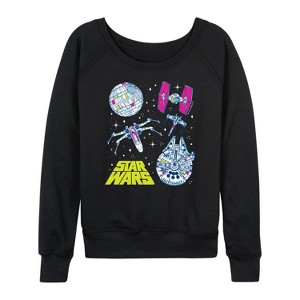 Women's - Star Wars - Ship Grid Lightweight French Terry Wide Neck Long Sleeve Shirt - 1 of 4