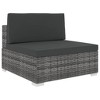 vidaXL Outdoor Sectional Middle Seat with Cushions - Poly Rattan, Weather-Resistant, Easy to Clean, Sturdy Steel Frame, Gray and Dark Gray - 2 of 4