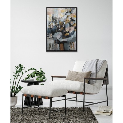 Sylvie Black Framed Abstract Metallic Canvas Wall Art, 23" x 33"