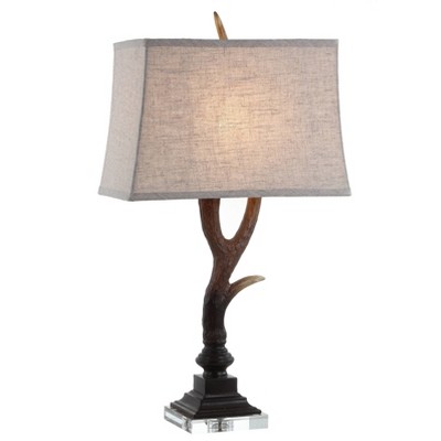 29.5" Resin/Crystal Antler Rustic Table Lamp (Includes LED Light Bulb) Brown - JONATHAN Y