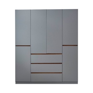Keloyid Gray Wood 62.99 in. Armoire with 3 Drawers, 5 Shelves and Hanging Rails - 1 of 4