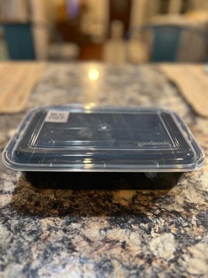 Goodcook Meal Prep 1 Compartment Rectangle Black Containers + Lids ...