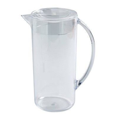 Clear Acrylic Pitcher with Colorful Stacking Tumblers Set
