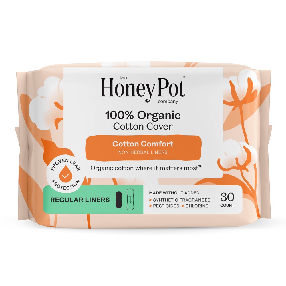 Honey Pot 100% Organic Cotton Comfort Cover Regular Liners - 30 ct