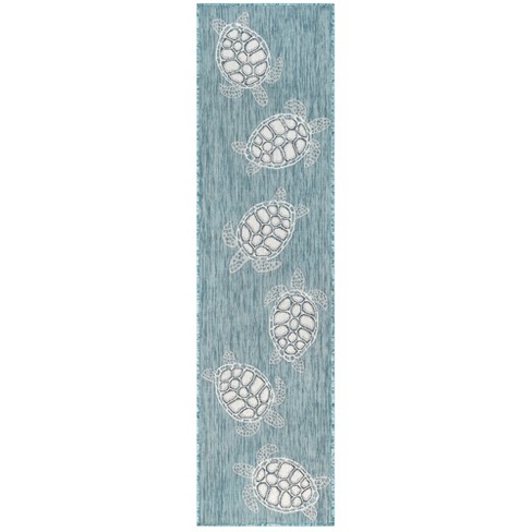 Liora Manne Carmel Seaturtles Indoor Outdoor Rug Aqua 1'11