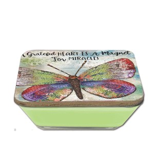 Courtside Market A Grateful Heart Butterfly  3-in-1 20 oz Soy Wax Candle with Decorative Art Lid - 1 of 4