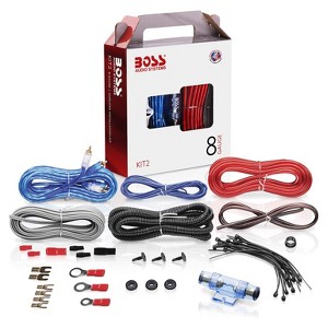 BOSS Audio Systems KIT2 8 Gauge Complete Car Amplifier Installation Wiring Kit with Power Cables, Ground Cables, Turn-On Wire, Speaker Wire, Terminals - 1 of 4