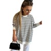 Amaryllis Women’s Striped Drop Shoulder Long Sleeve Crewneck Pullover Relaxed Fit Casual - 3 of 4