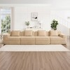 Modular 4-Seat Boneless Straight Sectional Sofas, Deep Seat Cloud Sectional Couch with Throw Pillows, Plush Corduroy Fabric - 3 of 4