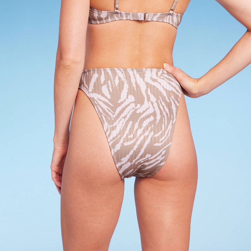 Women's Ribbed High Leg Cheeky High Waist Bikini Bottom - Wild Fable™, 5 of 14