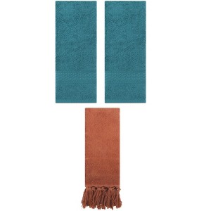 REGALWOVEN 3 Packs Solid Textured and Tassels Soft Absorbent Decorative Hand Towel - 1 of 4