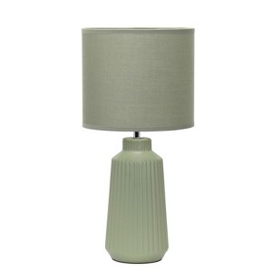 Simple Designs Glow Flow Minimalist Grooved Ceramic Table Lamp Olive - 1 of 4