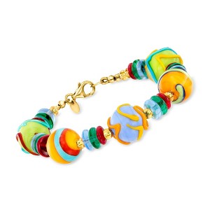 Ross-Simons Italian Multicolored Murano Glass Bead Bracelet With 18kt Gold Over Sterling Size 7 - 1 of 4